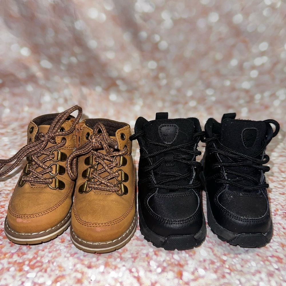 Size 4 Toddler Baby Boots Tan and Black